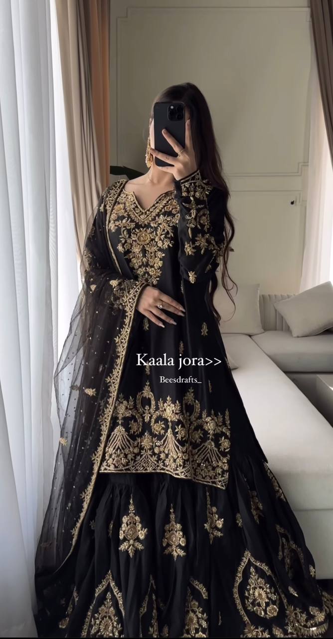 The Cinematic Black Zari Ensemble
